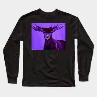 Vibrant ethereal purple stag buck deer cool Long Sleeve T-Shirt